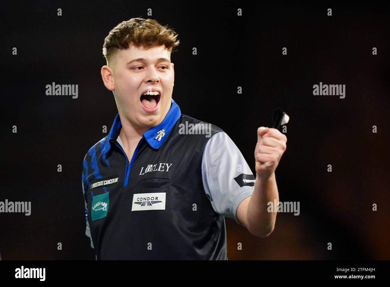 Owen Bates in action against Steve Lennon (not pictured) on day six of