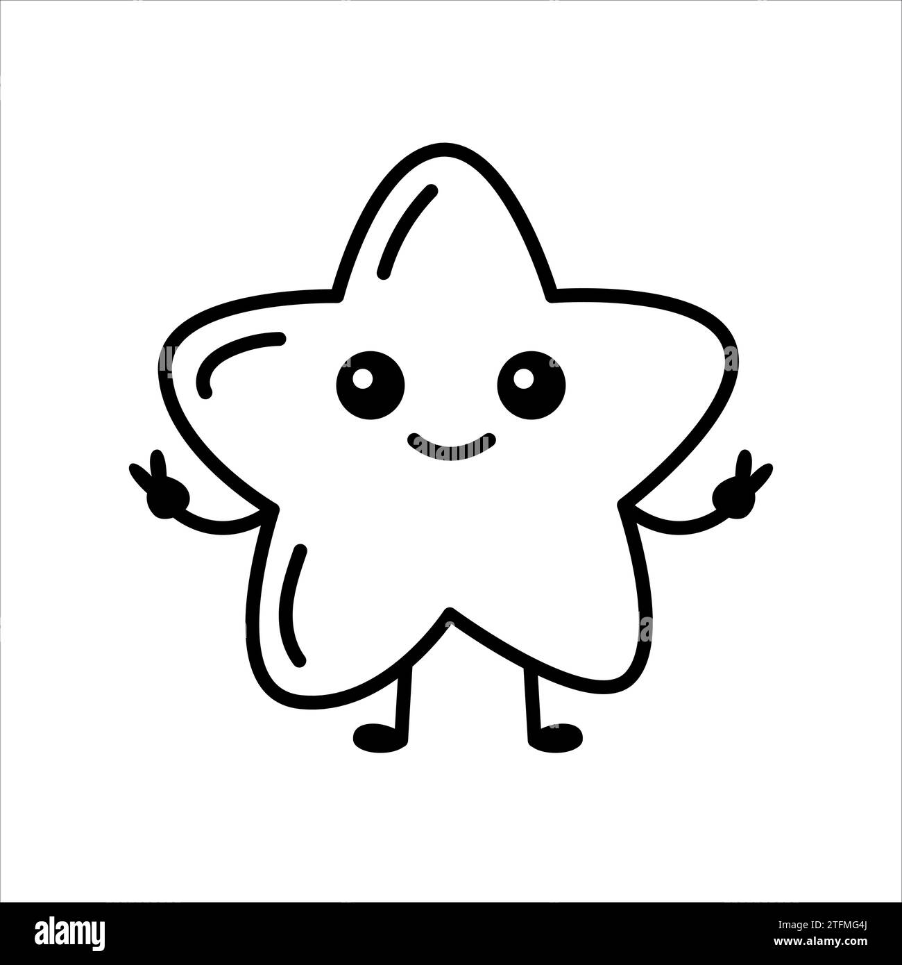 Star emoticon color element. Cartoon happy character. Mascot of