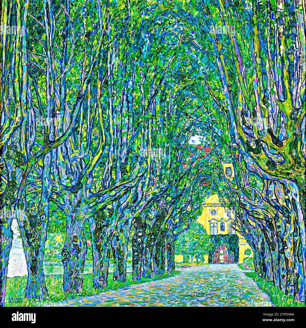 Avenue of Schloss Kammer Park, 1912 (Painting) by Artist Klimt, Gustav (1862-1918) / Austrian. Stock Vector