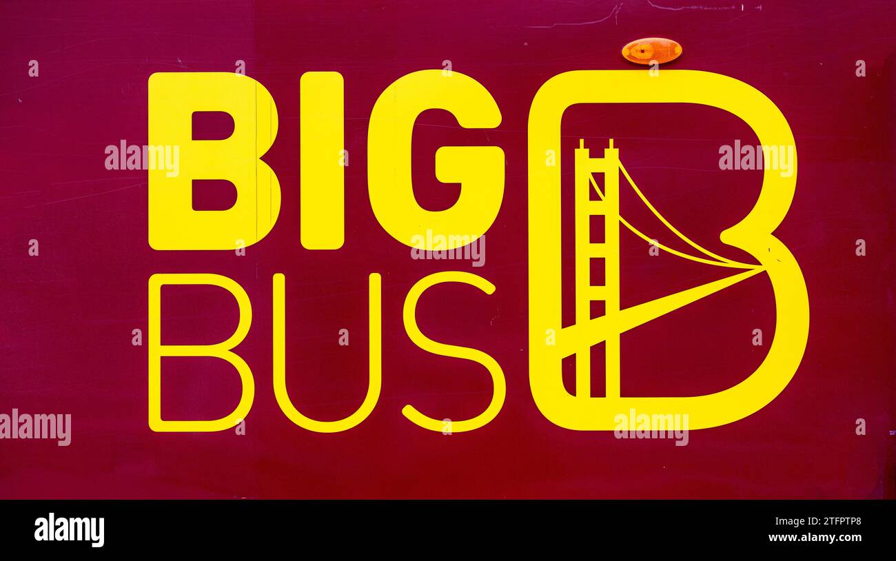 Hop On Hop Off Bus Logo In Union Square San Francisco Pride Weekend June 24, 2023 Big Bus Stock Photo