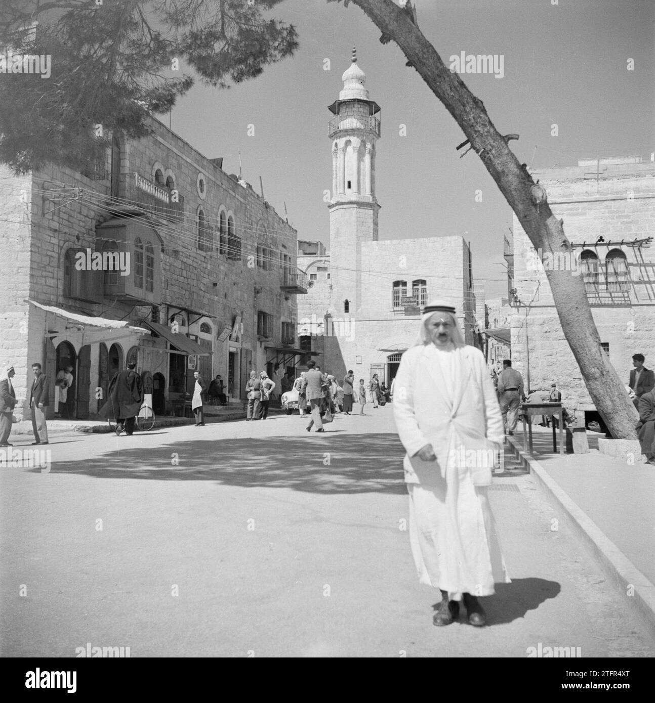 Palestinian in a street of Bethlehem ca. 1950-1955 Stock Photo