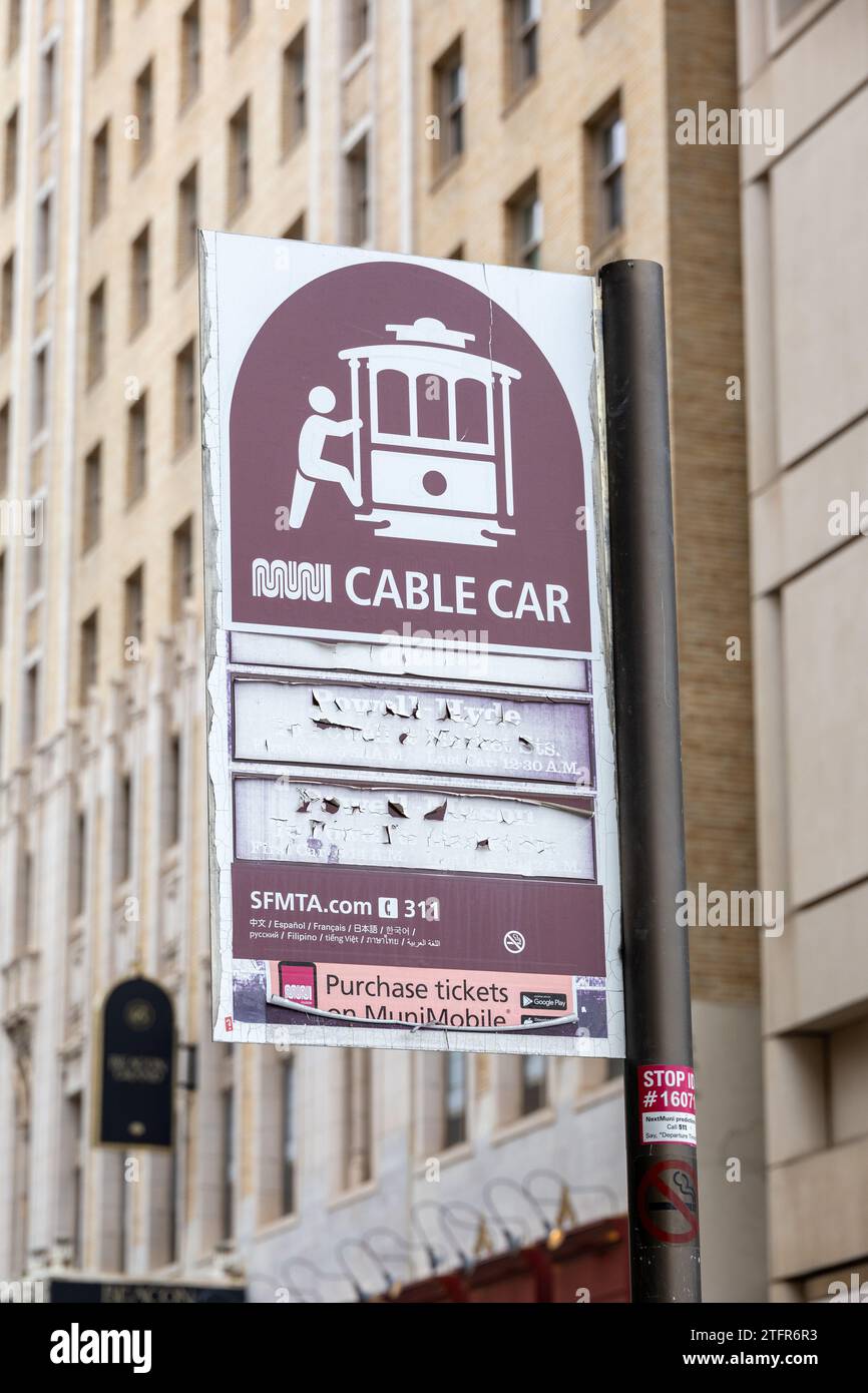 Cable Car Stop In Union Square San Francisco Pride Weekend June 24, 2023 Stock Photo