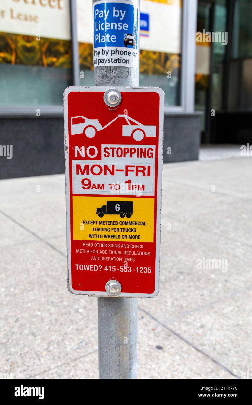 No Parking Signs In Union Square San Francisco Pride Weekend June 24, 2023 Stock Photo