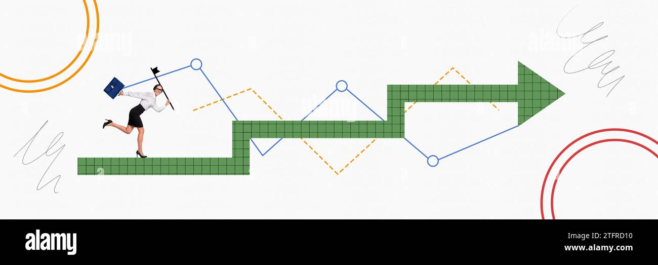 Creative collage picture illustration miniature businesslike confident