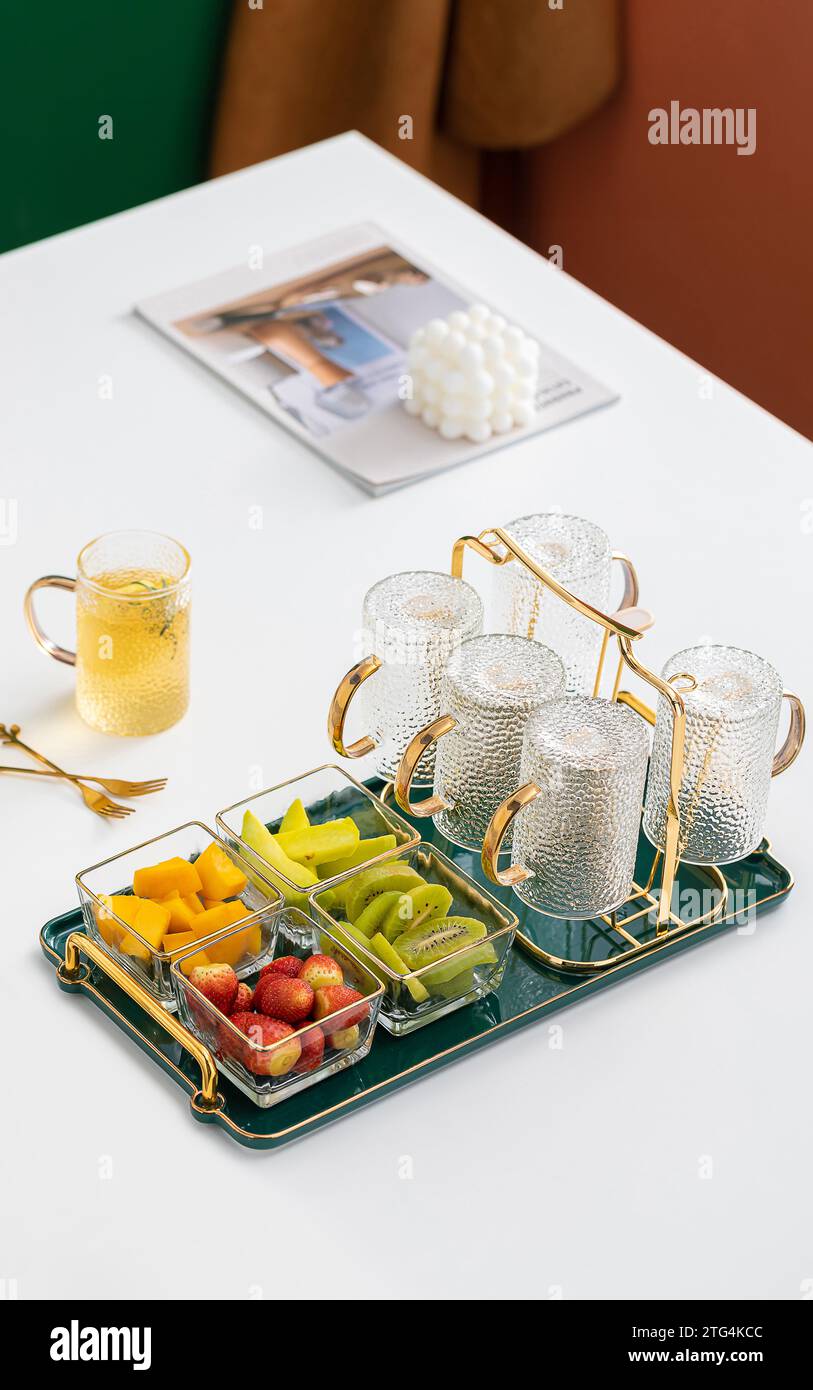 Images of tea break set up, teabreak preparation, teabreak food on the