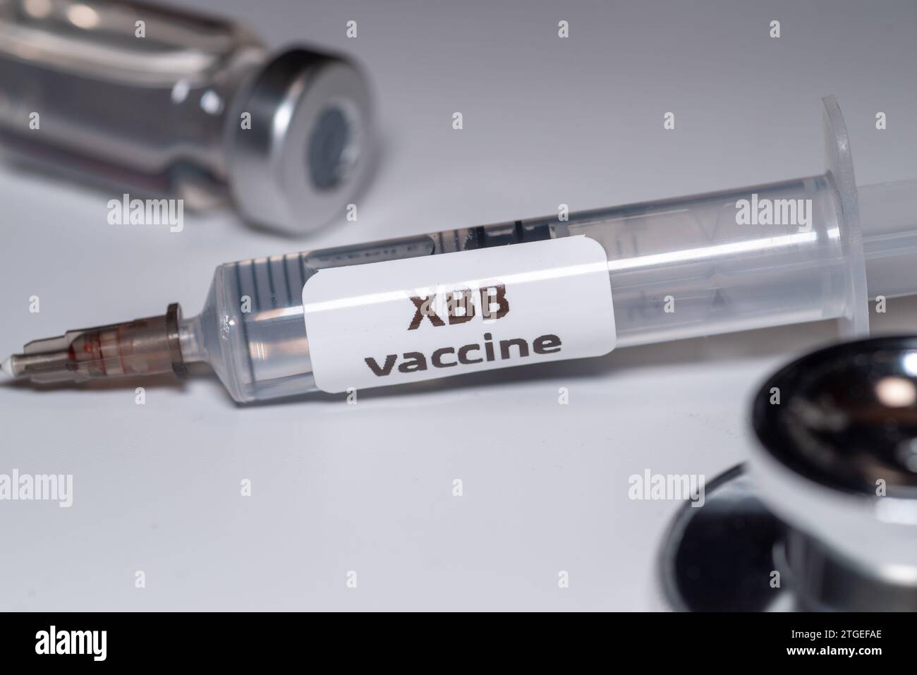 Close up of XBB vaccine vial,Medical health concept Stock Photo
