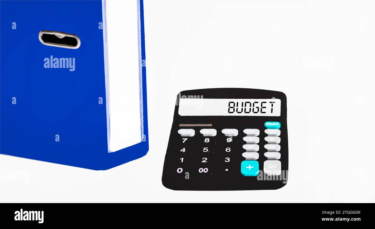 Budget in the new fiscal year 2025. Calculator with words Budget on
