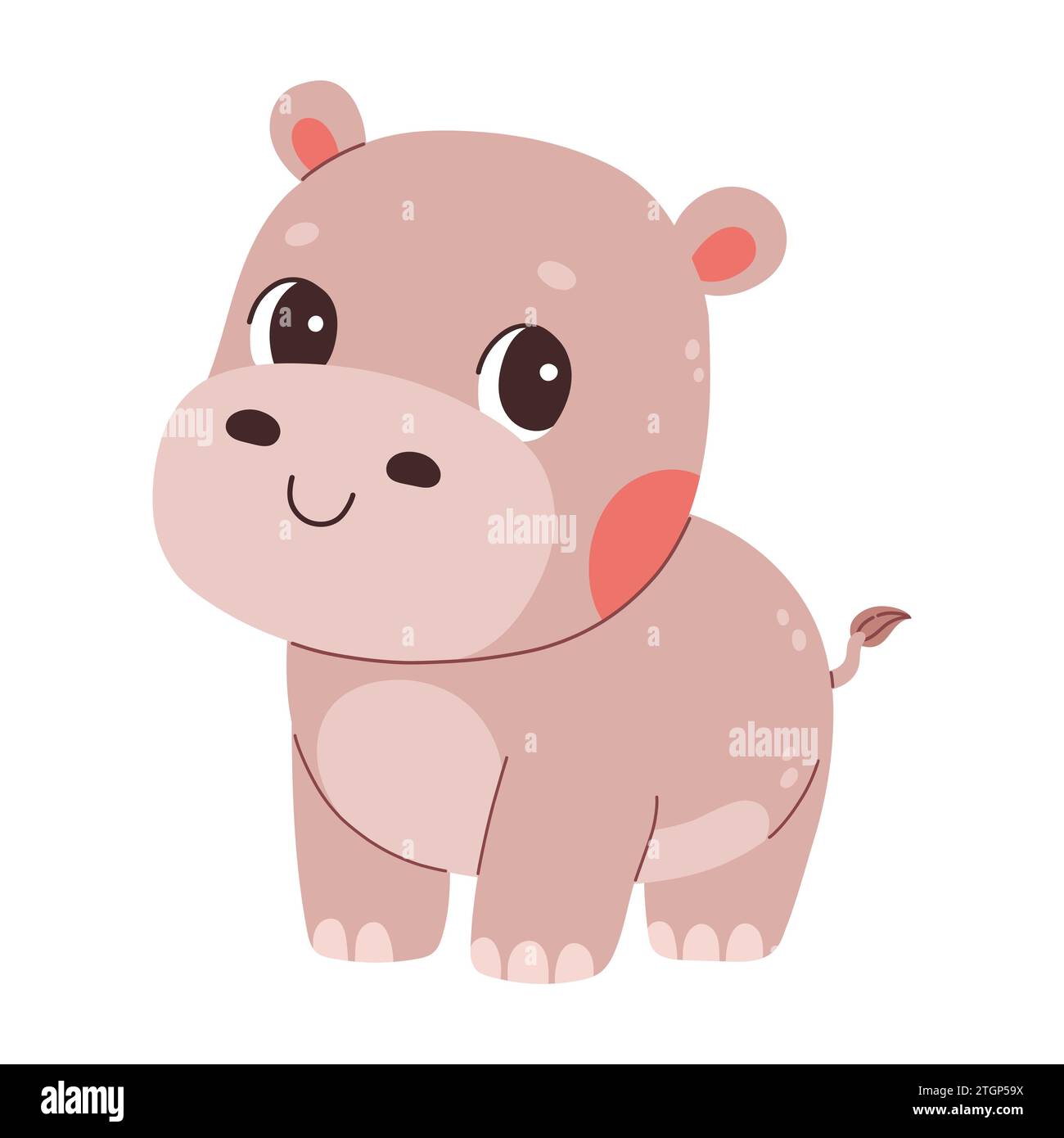 Cute cartoon hippo vector childish vector illustration in flat style ...