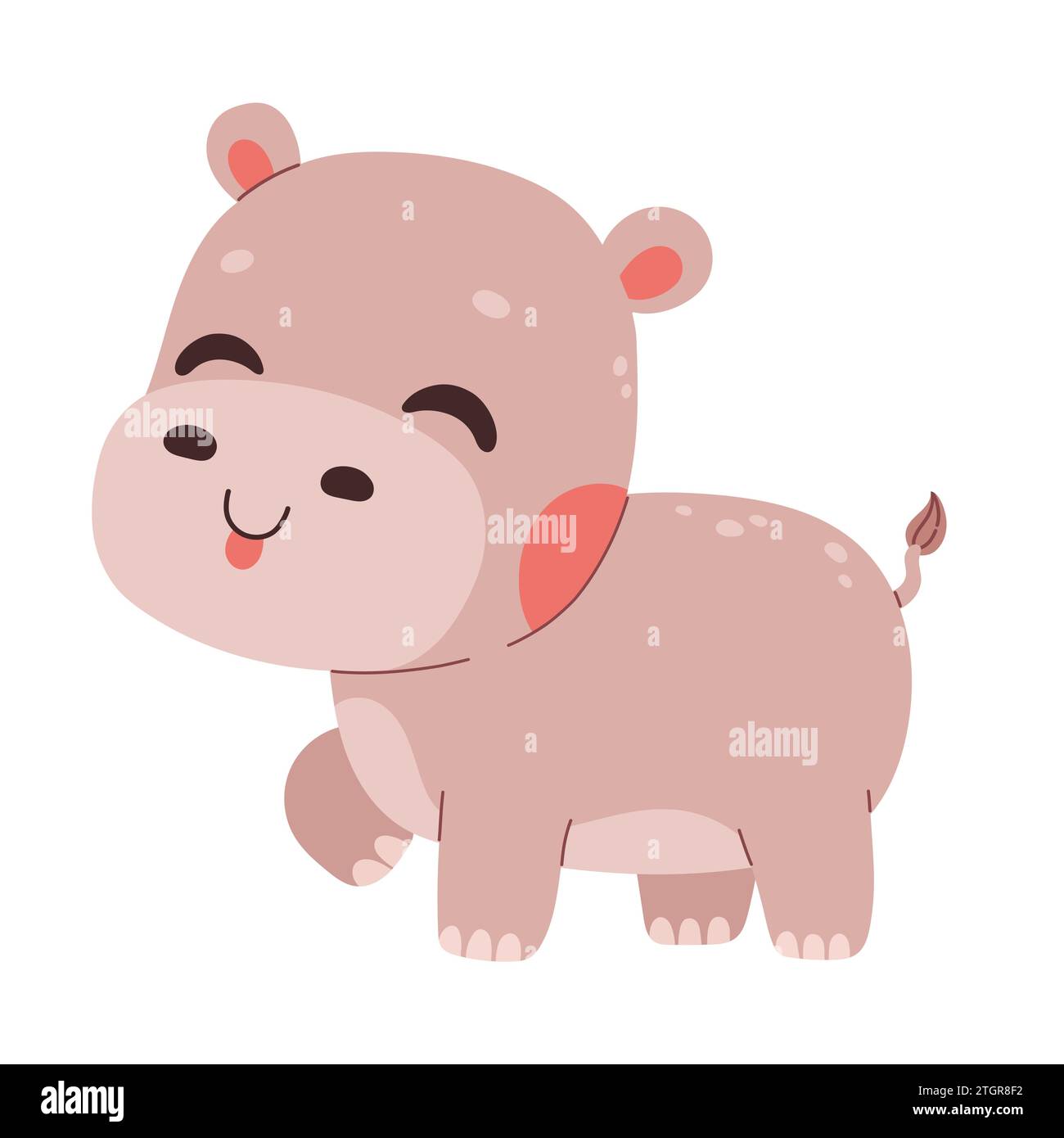Cute cartoon hippo vector childish vector illustration in flat style ...