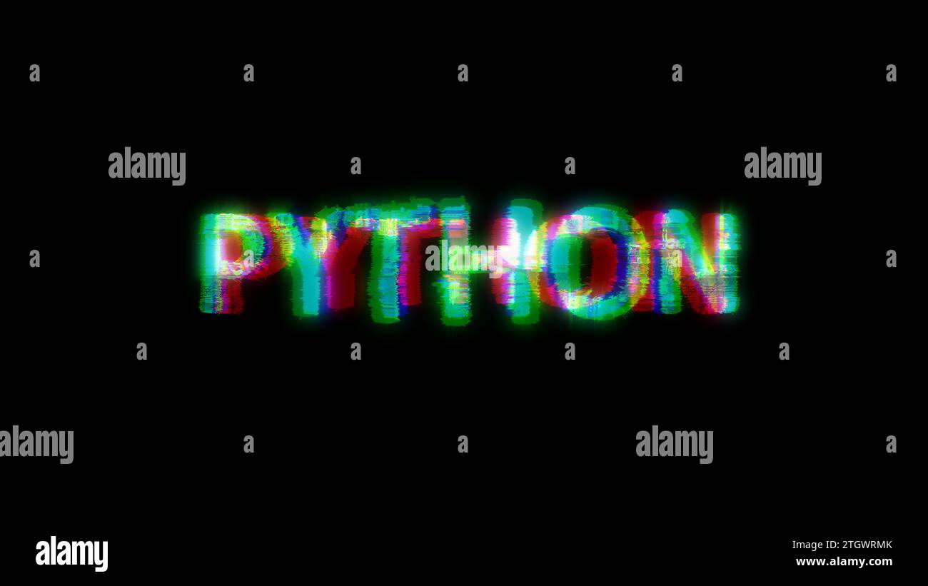 cybernetical text PYTHON with massive chromatic aberrations distortion ...