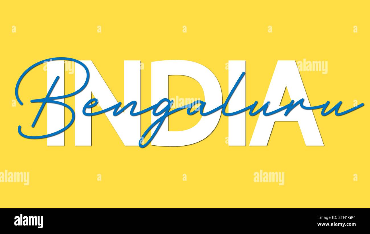 Bengaluru in India typography calligraphy vector illustration on yellow background Stock Vector