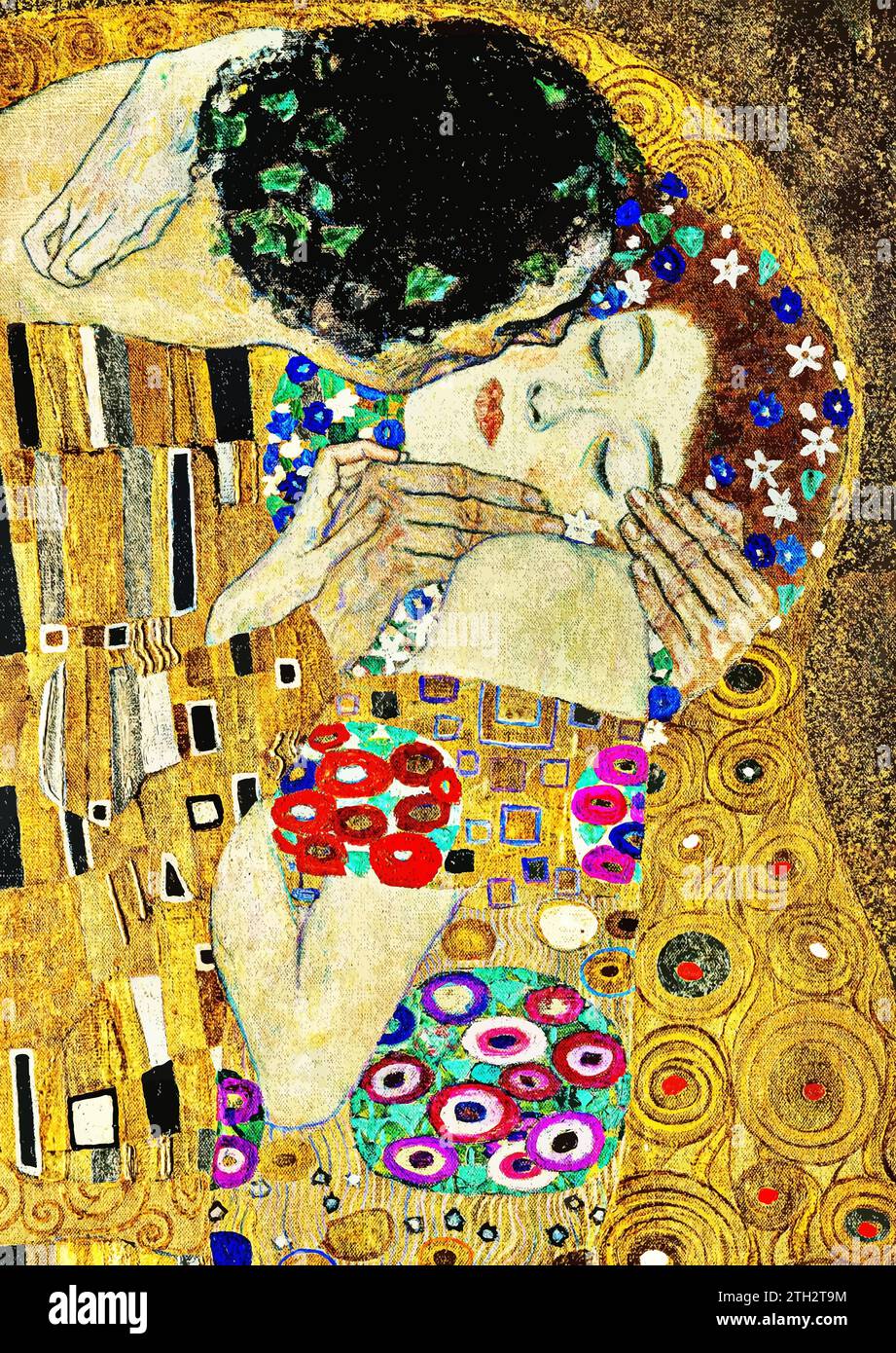 The Kiss, 1907-08 (Painting) by Artist Klimt, Gustav (1862-1918) / Austrian. Stock Vector