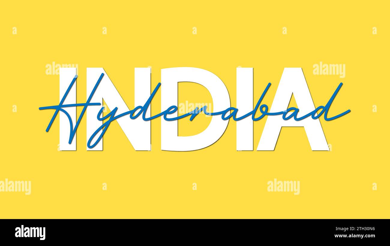 Hyderabad in India typography calligraphy vector illustration on yellow background Stock Vector