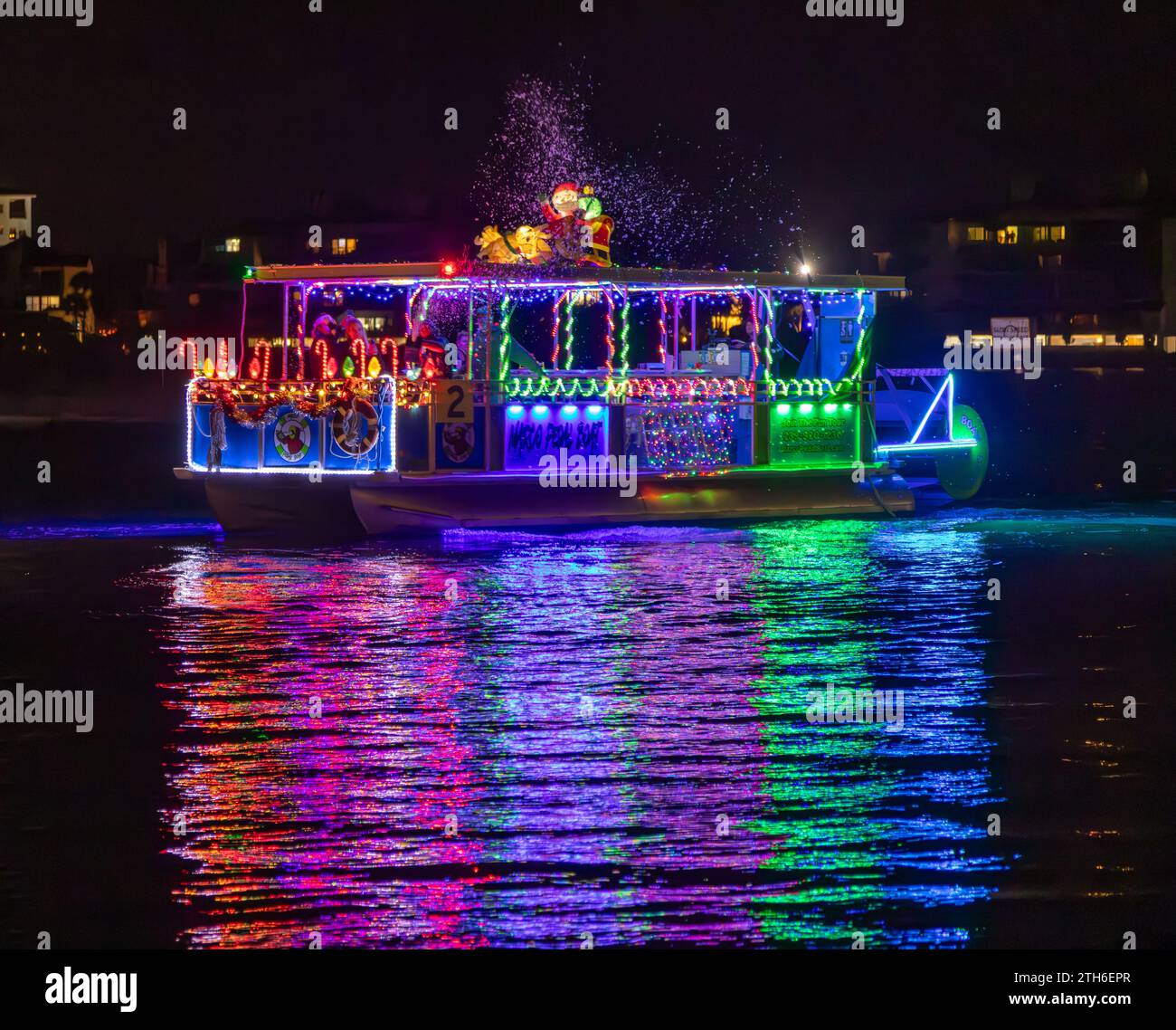 Marco, USA. 20th Dec, 2023. Marco Island Christmas Island Style boat