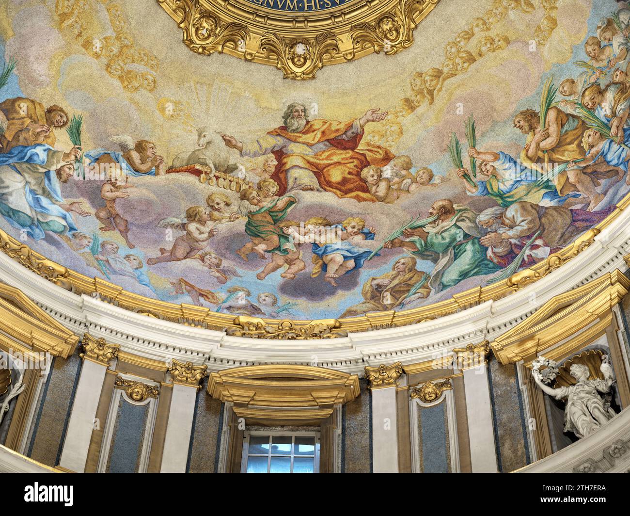 Mosaic illustrations on the underside of a cupola in the basilica of St ...