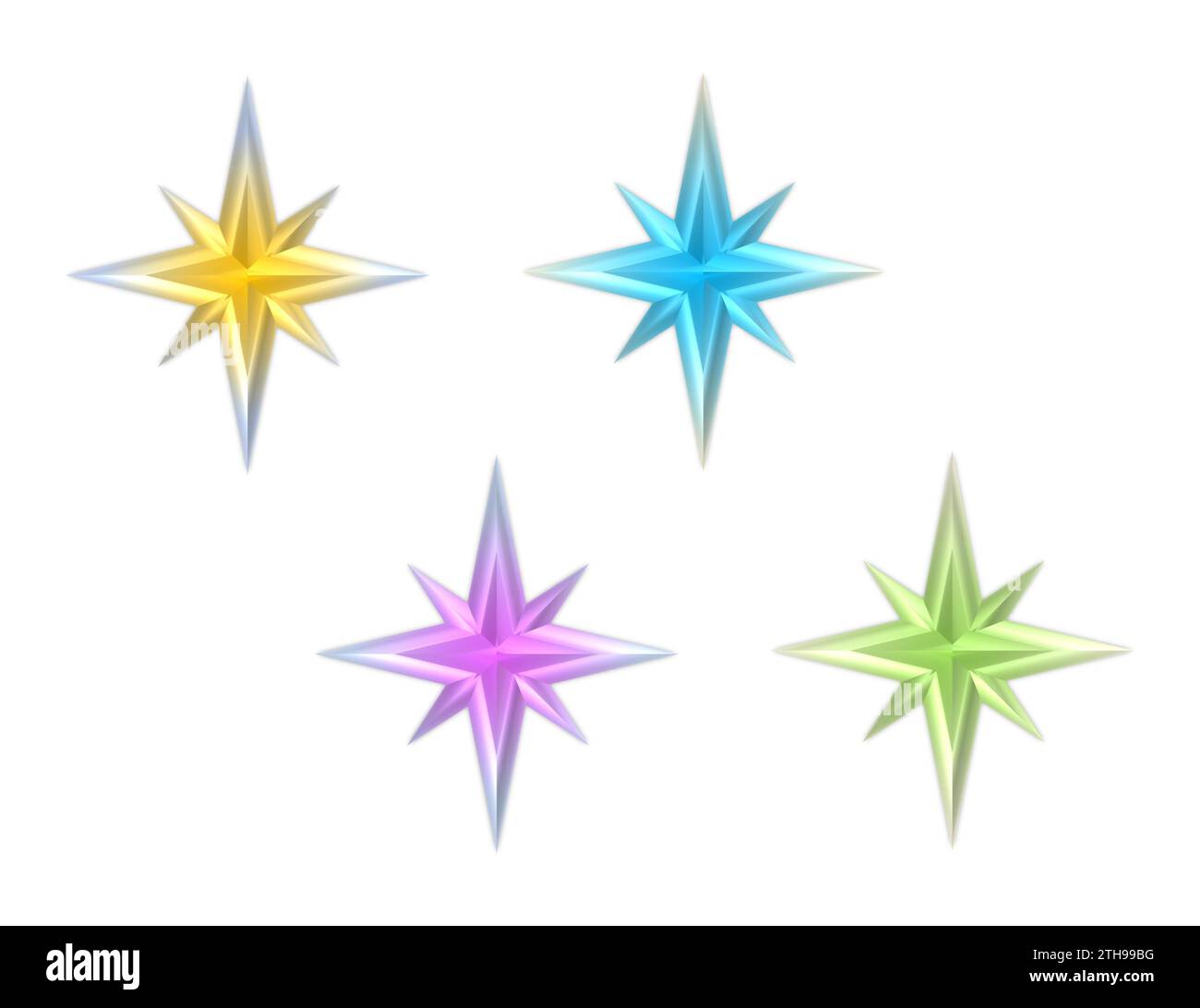 colorful shiny 8 edged stars Stock Photo