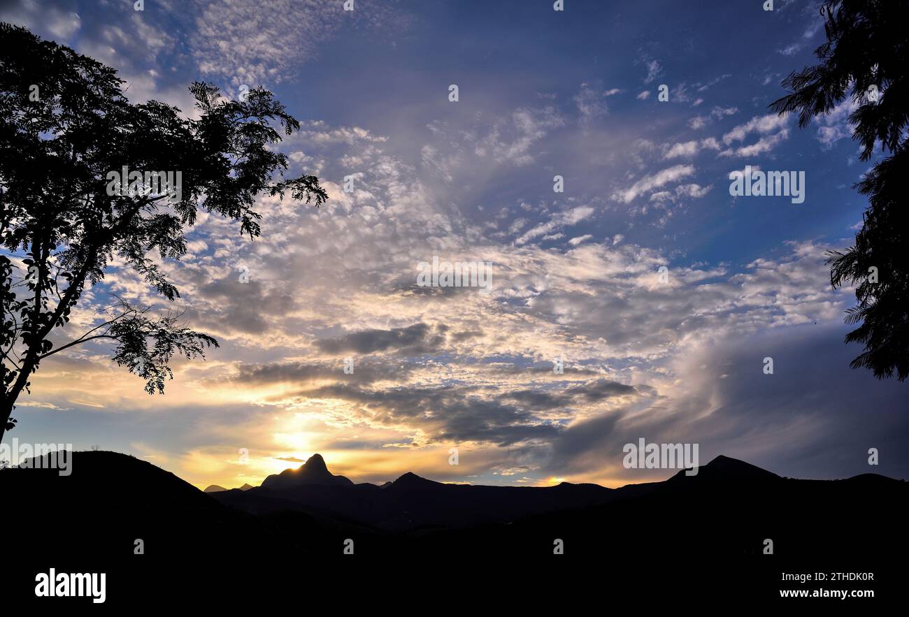 A Cloudy Sunset on the Mountains of Itaipava - Rio de Janeiro, Brazil Stock Photo