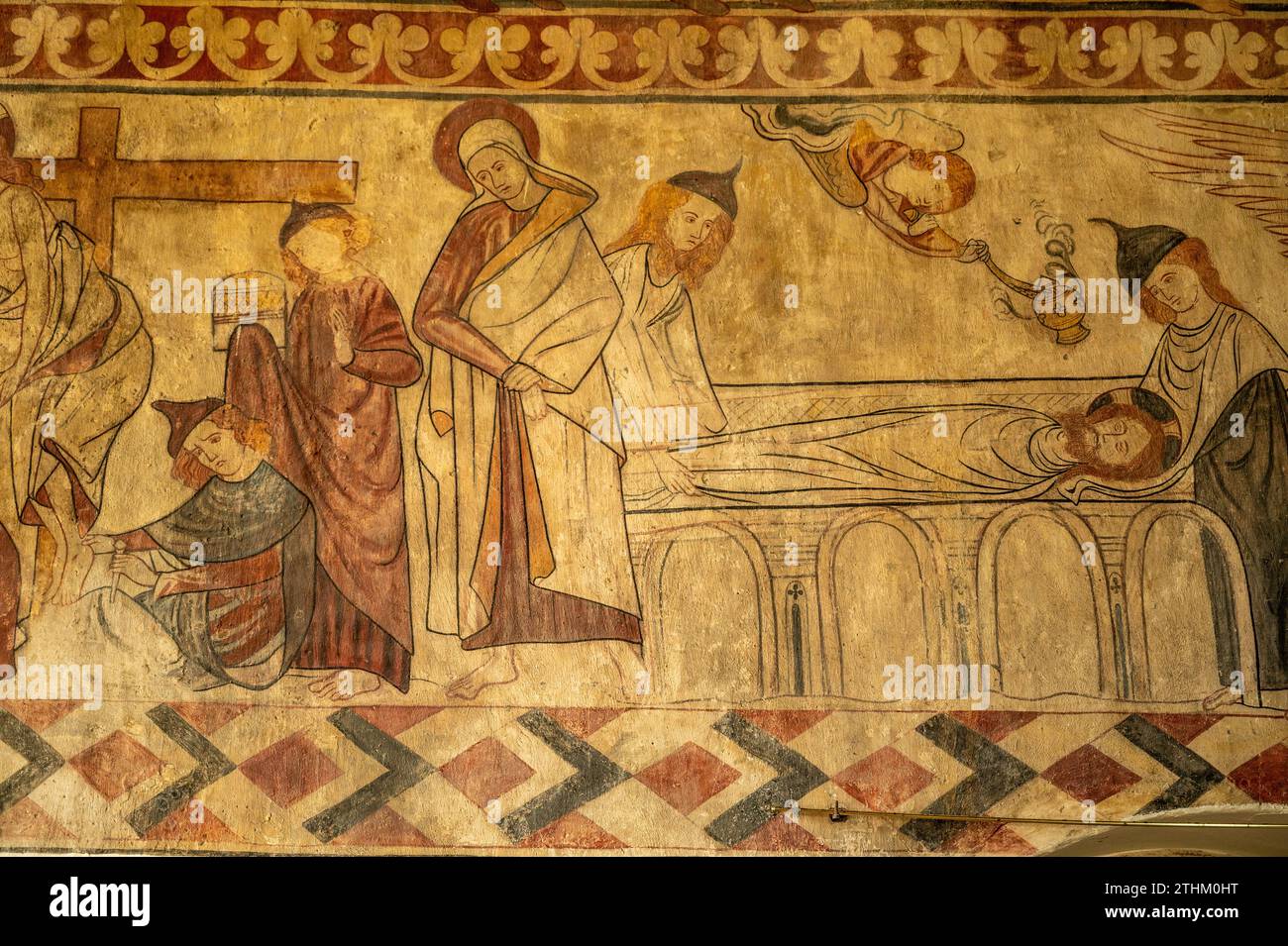 St Agatha's wall paintings at Easby Abbey in England Stock Photo
