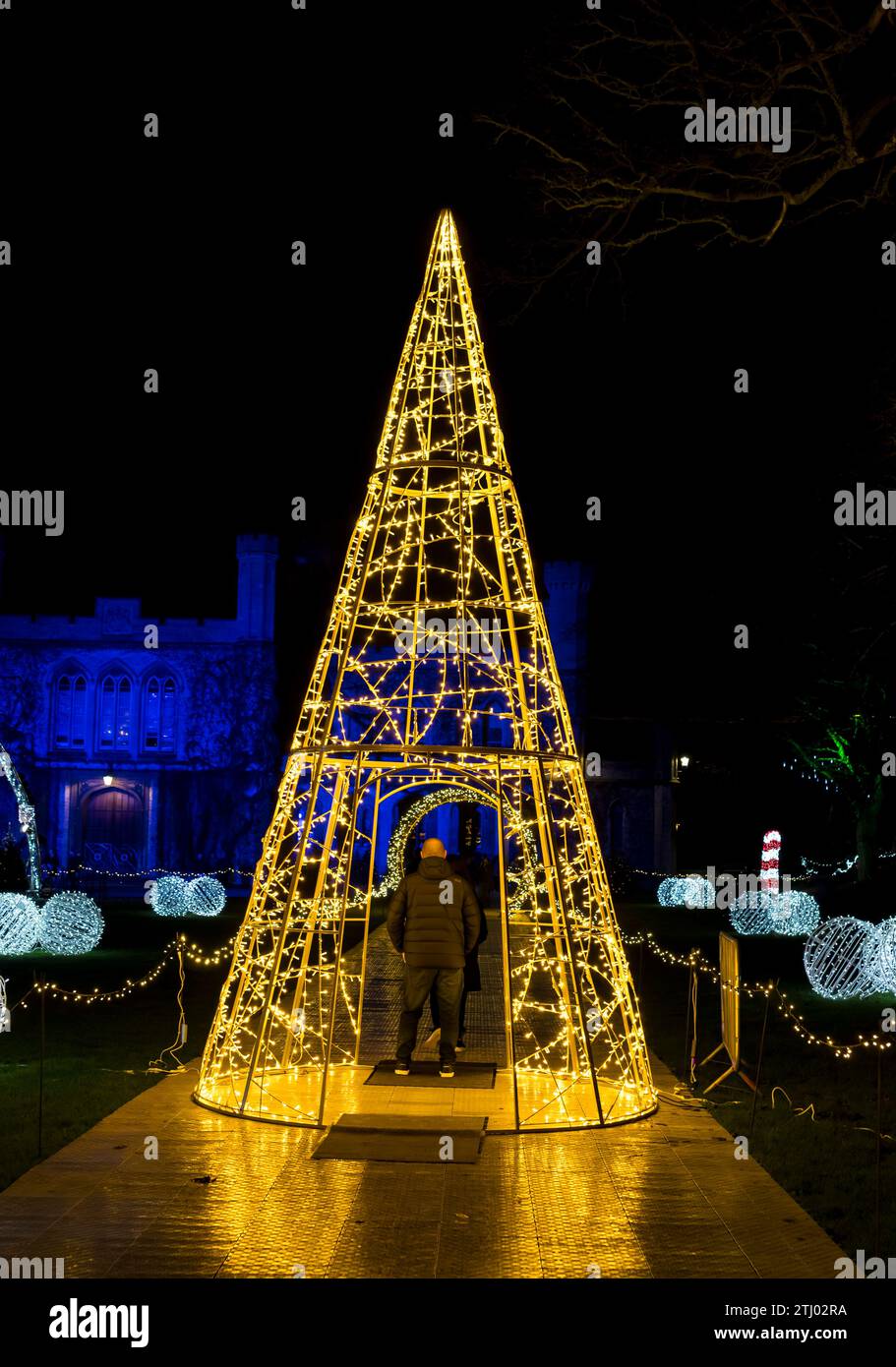 Walk through illuminated spire, Lincoln castle Christmas illuminations, Lincoln City