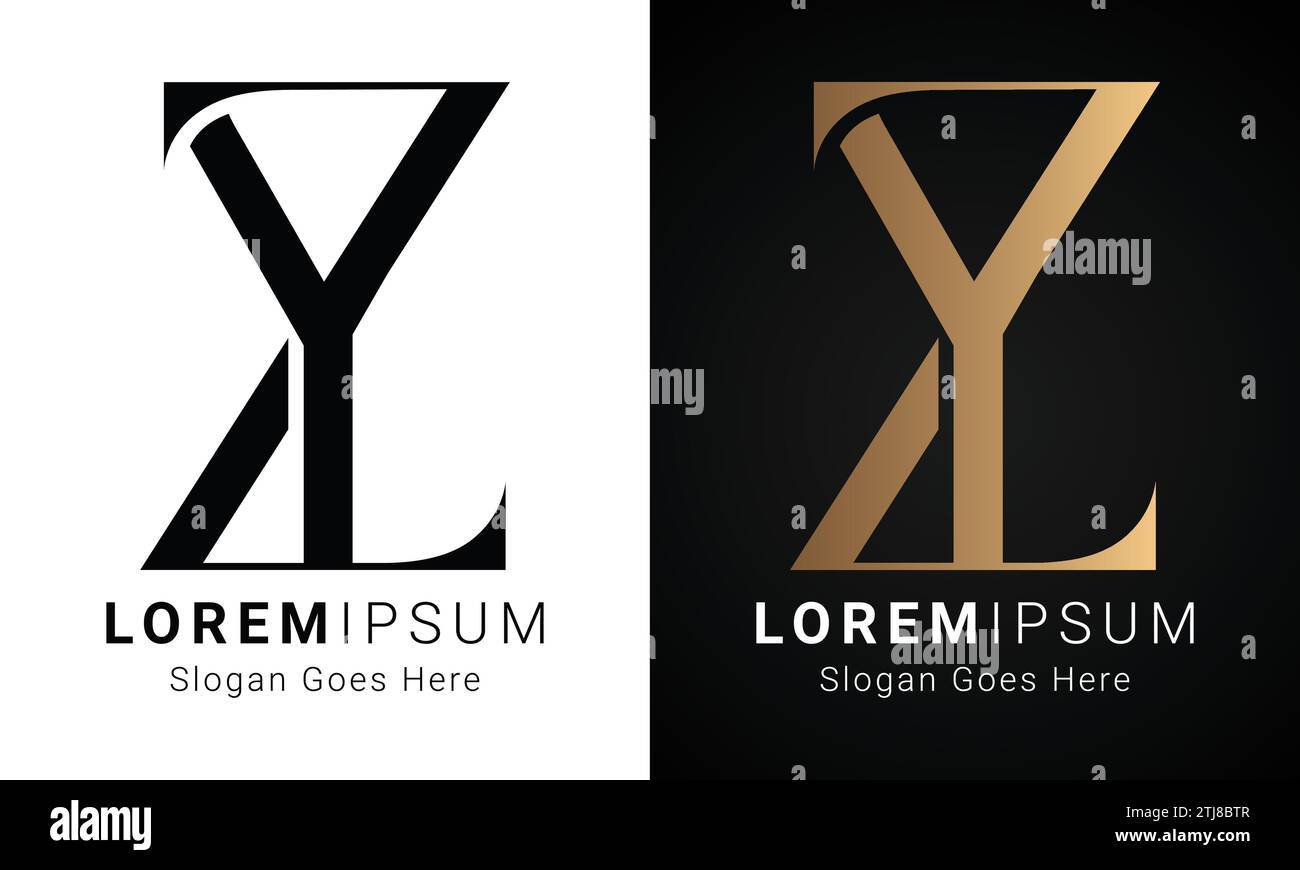 Luxury Initial ZY or YZ Monogram Text Letter Logo Design Stock Vector