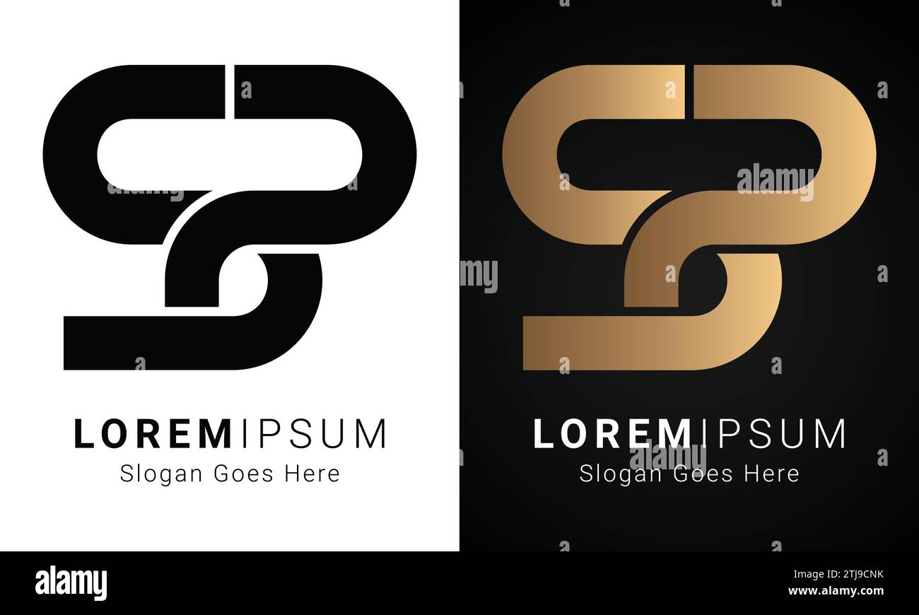 Luxury Initial SP or PS Monogram Text Letter Logo Design Stock Vector