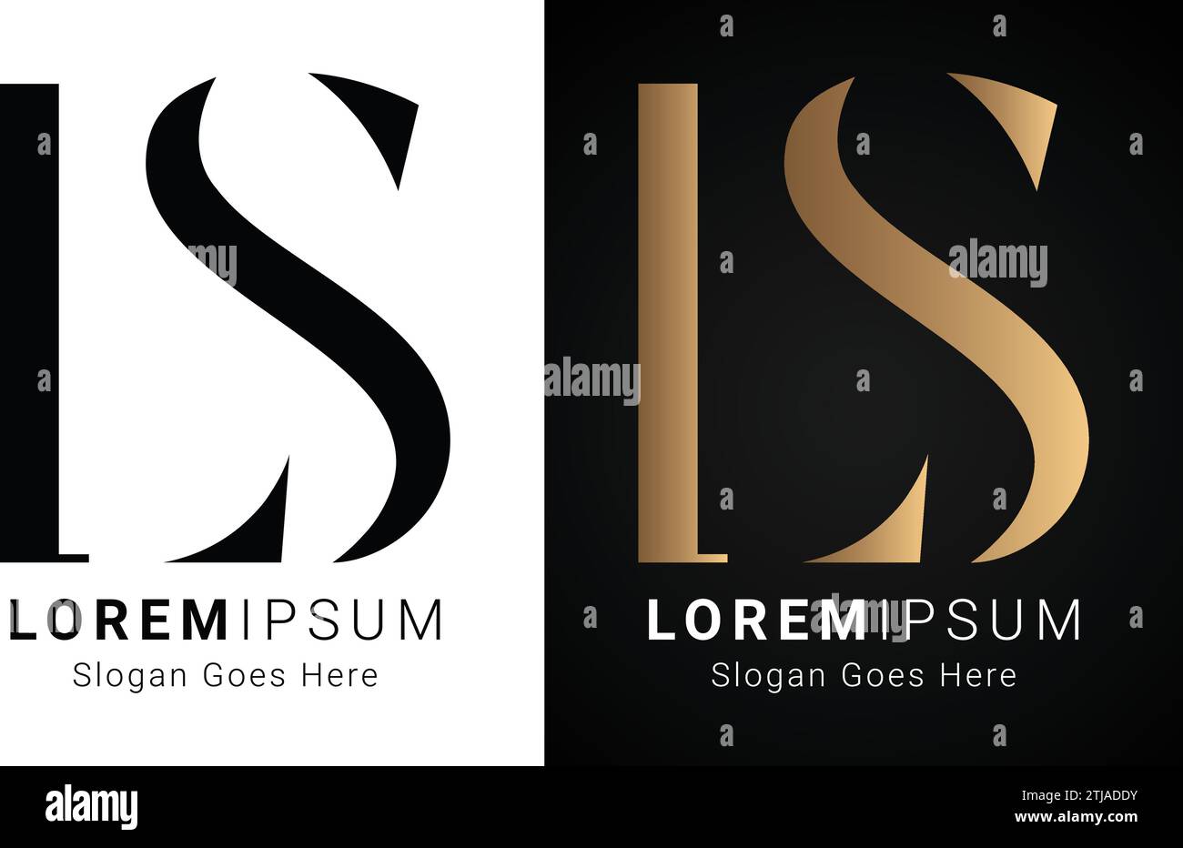 Luxury Initial LS or SL Monogram Text Letter Logo Design Stock Vector