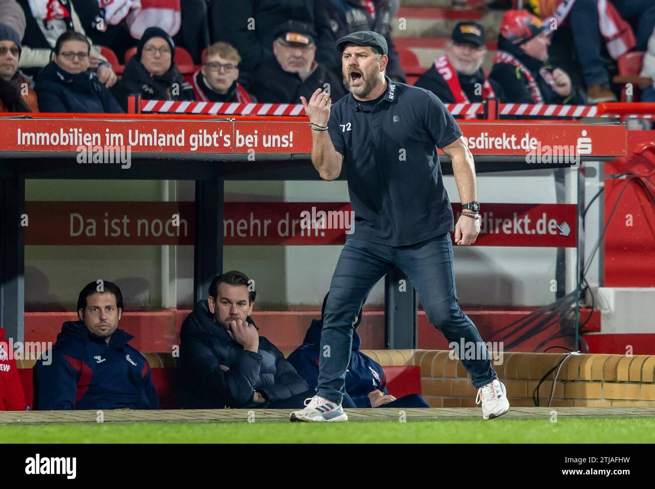 FC Cologne Coach Steffen Baumgart gives instructions during the