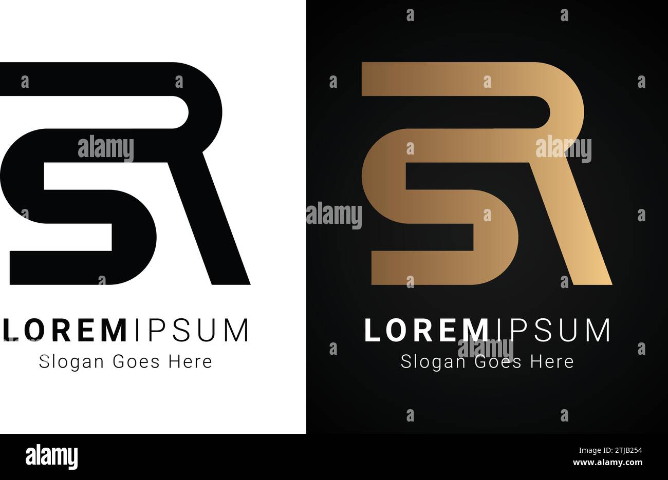 Luxury Initial RS or SR Monogram Text Letter Logo Design Stock Vector