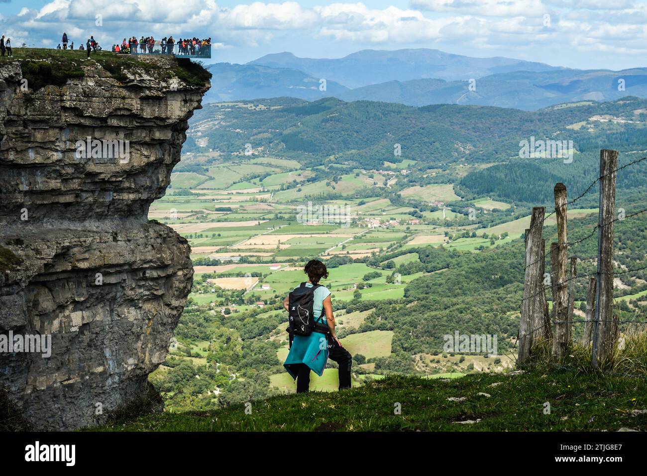 Mountaineer enjoying the views from Monte Santiago Stock Photo