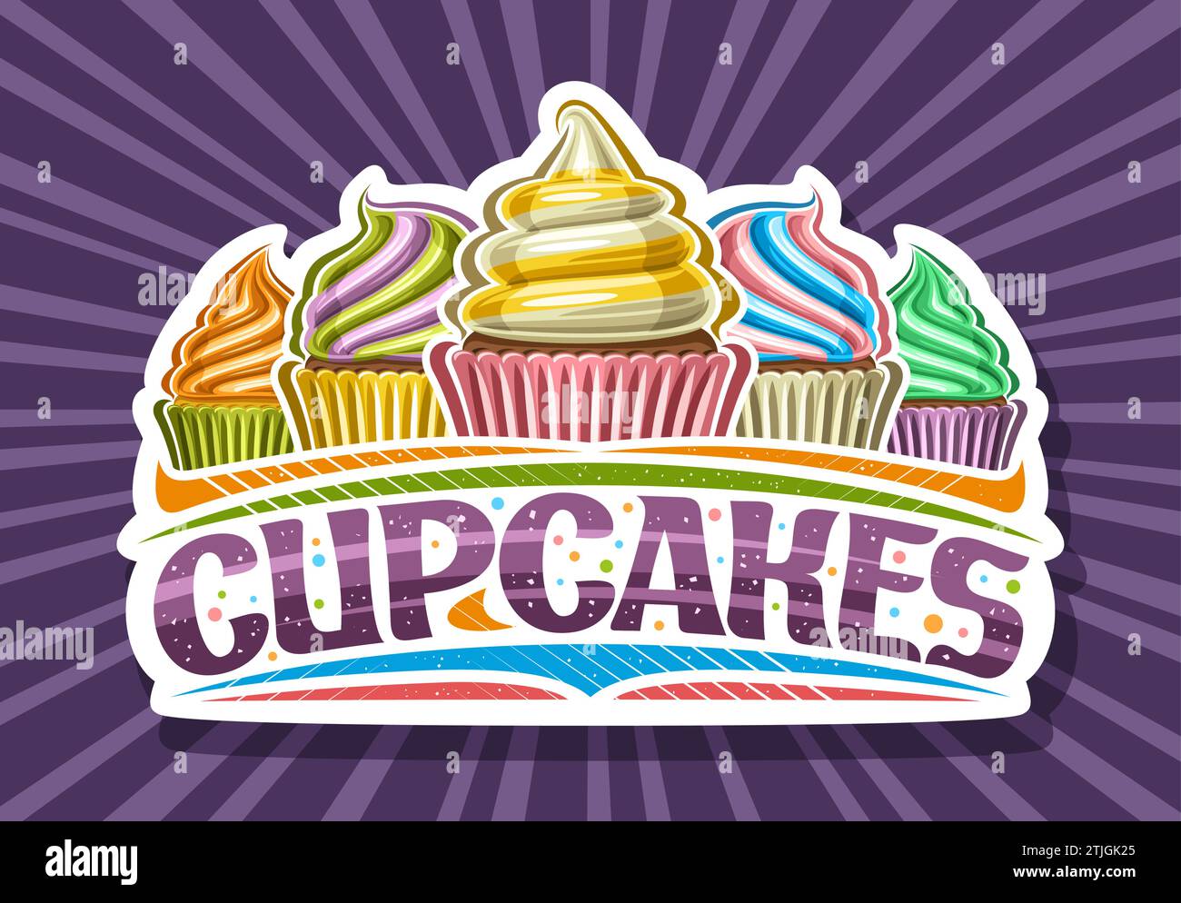 Vector logo for Cupcakes, decorative cut paper sign board with