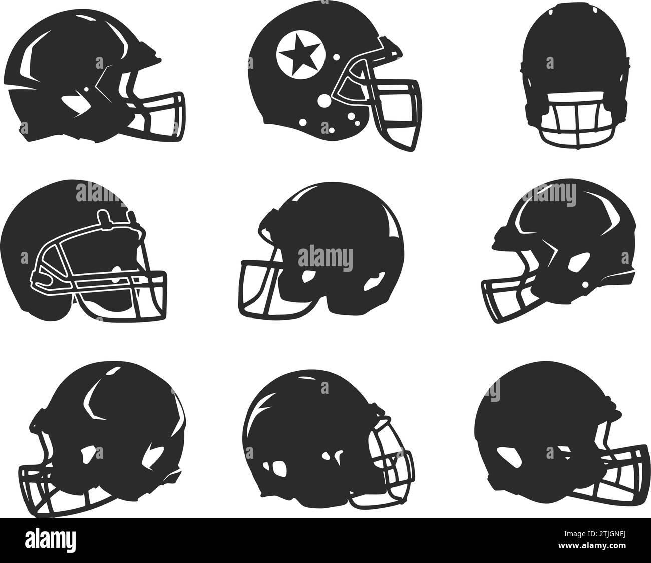 American football helmet silhouette, Helmet silhouette, Football helmet icon, Football helmet vector illustration. Stock Vector