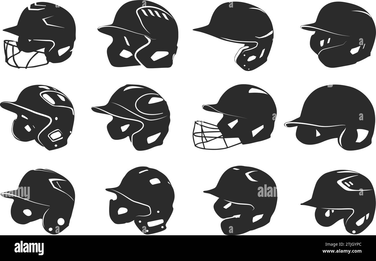 Baseball helmet silhouette, Softball helmet silhouette, Baseball helmet