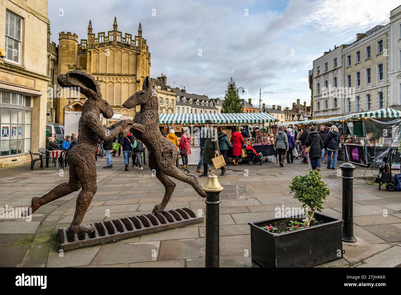 Hare dancing with dog Cirencester Stock Photo