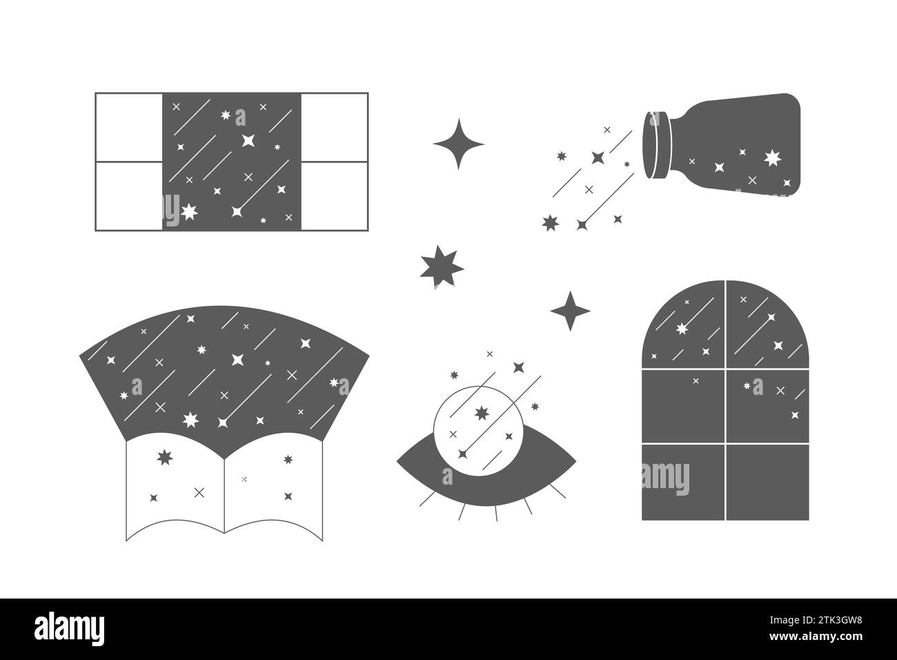 Starlight Pattern Merlin Line starlight compositions. Shine sparcle stars, meteoric shower Stock ...