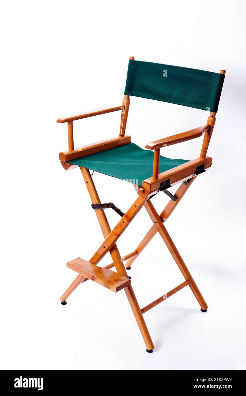 chair, furniture, director's, director's chair, position, social status, film studio, photo studio, clean, new, waiting, concept, business, event, Stock Photo