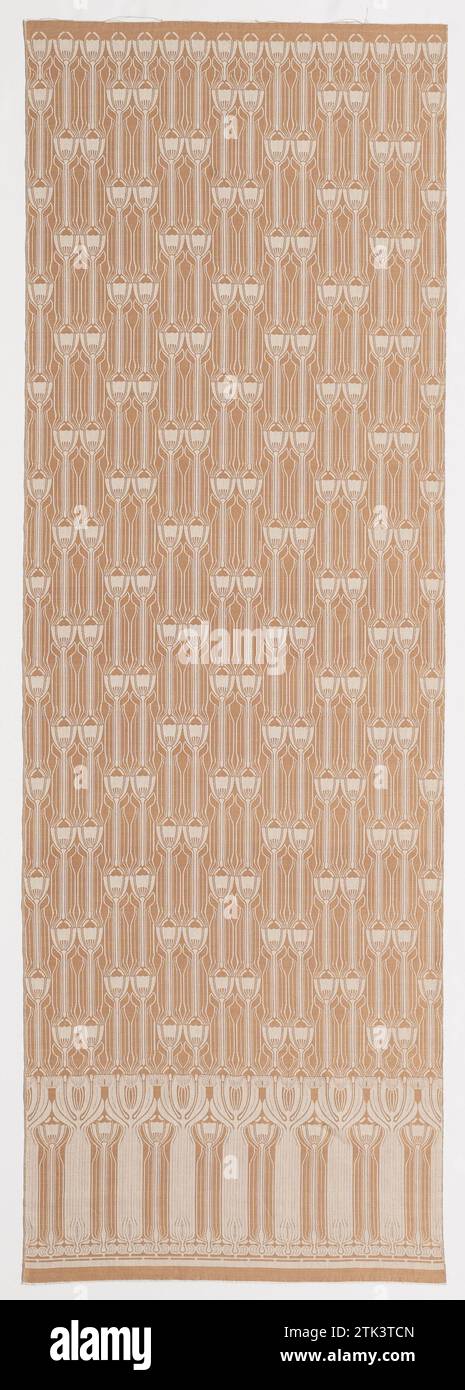Wall extension, Chris Lebeau, 1911 - 1915 Light brown dam pastes wall covering with a design of tulips. Eindhoven linen (material) damask Light brown dam pastes wall covering with a design of tulips. Eindhoven linen (material) damask Stock Photo