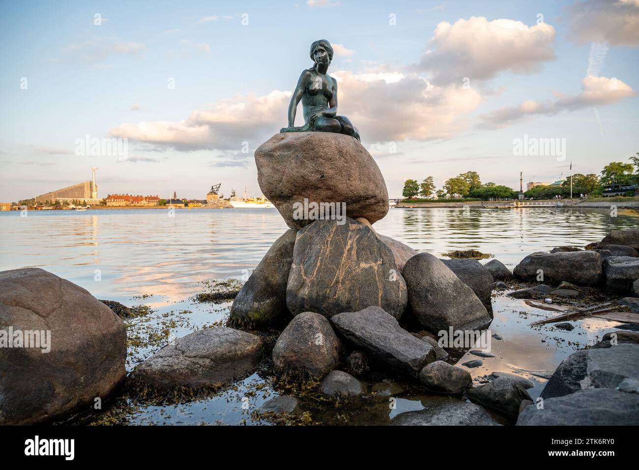 The Little Mermaid Statue at day time in Copenhagen Denmark Stock Photo