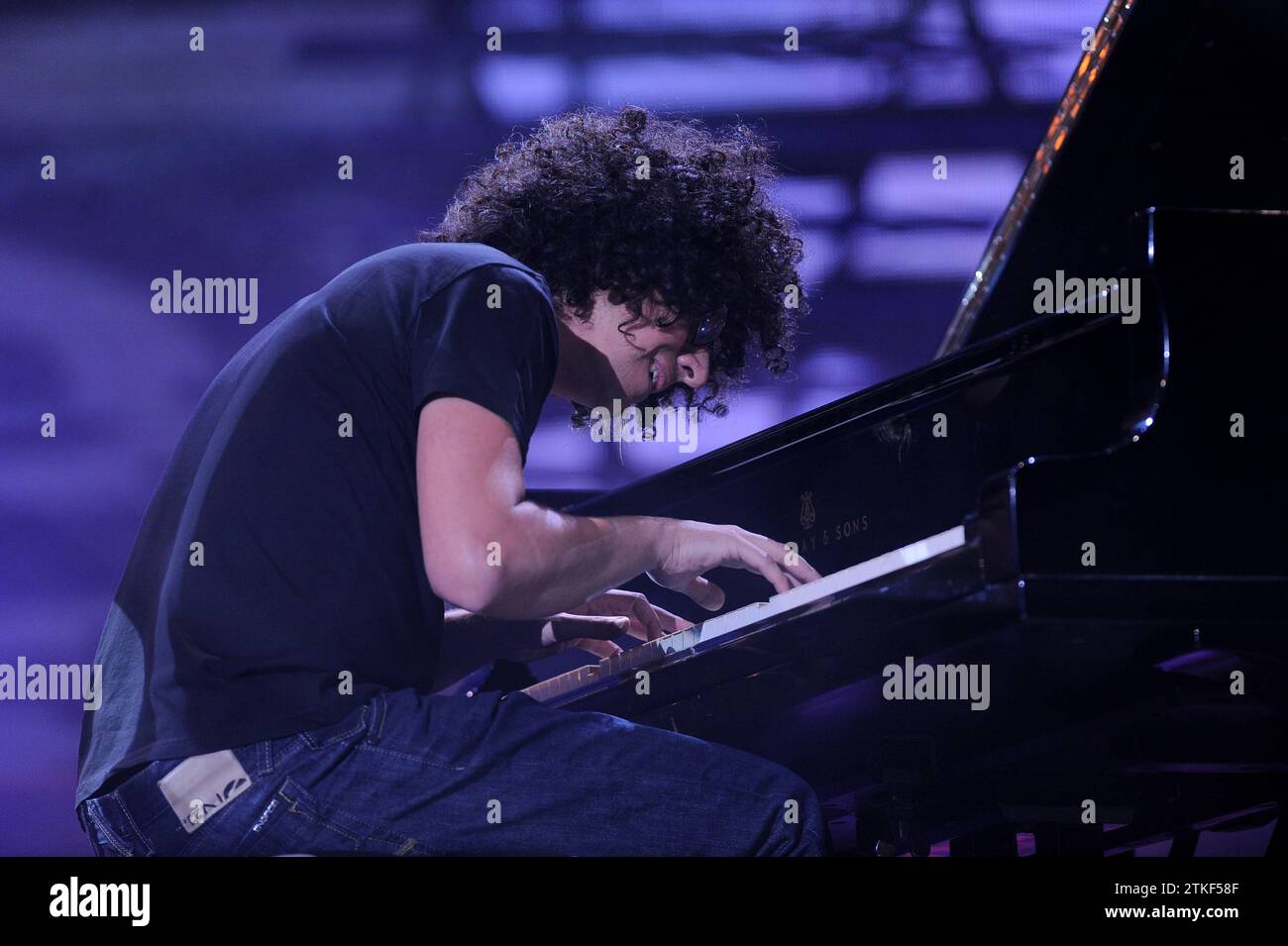 Verona Italy 2009-06-07 : Giovanni Allevi live concert during the music television program “Wind Musica Awards” at the Arena Stock Photo