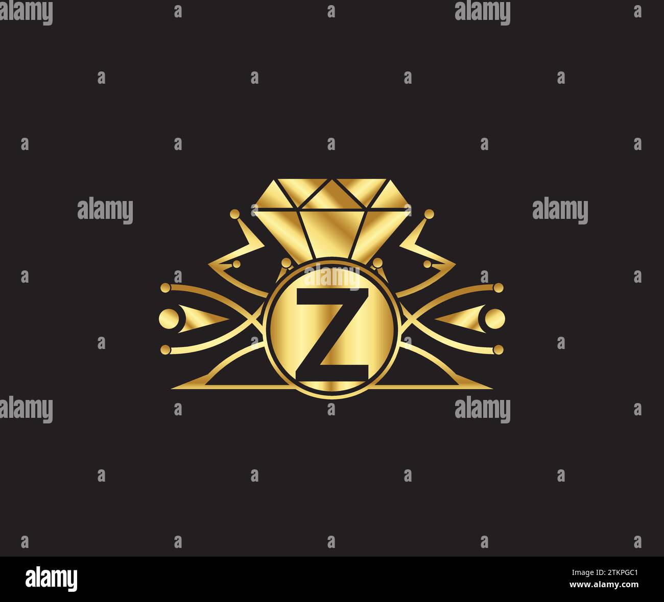 Z letter diamond luxury with Golden Color Company Logo Design Stock Vector