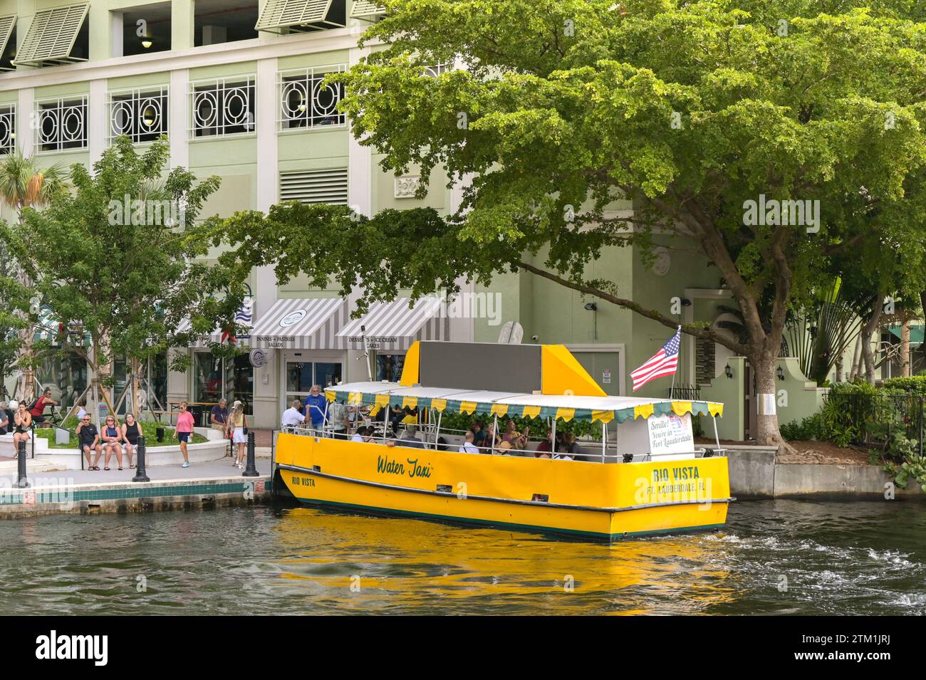 Fort Lauderdale, Florida, USA - 2 December 2023: Water taxi picking up ...