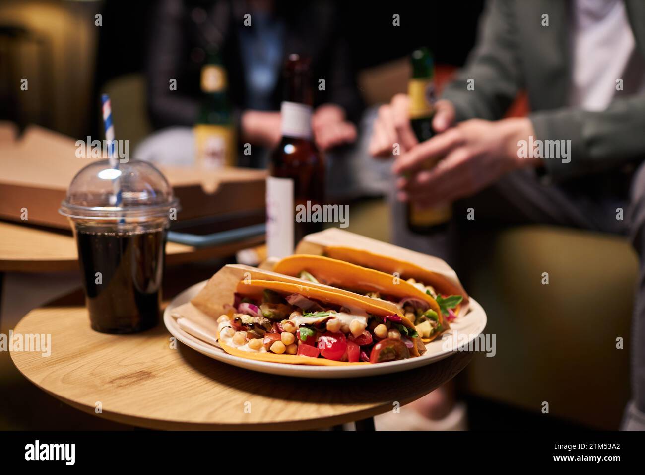 Home Party with Tacos and Drinks Stock Photo