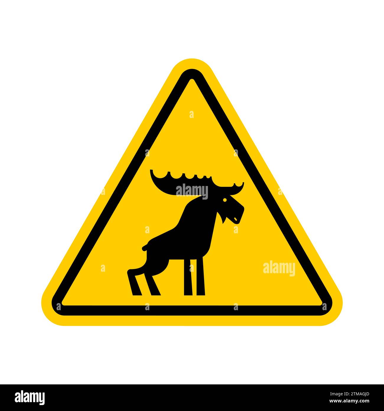 Attention Elk sign. Deer Caution! Road danger sign Stock Vector