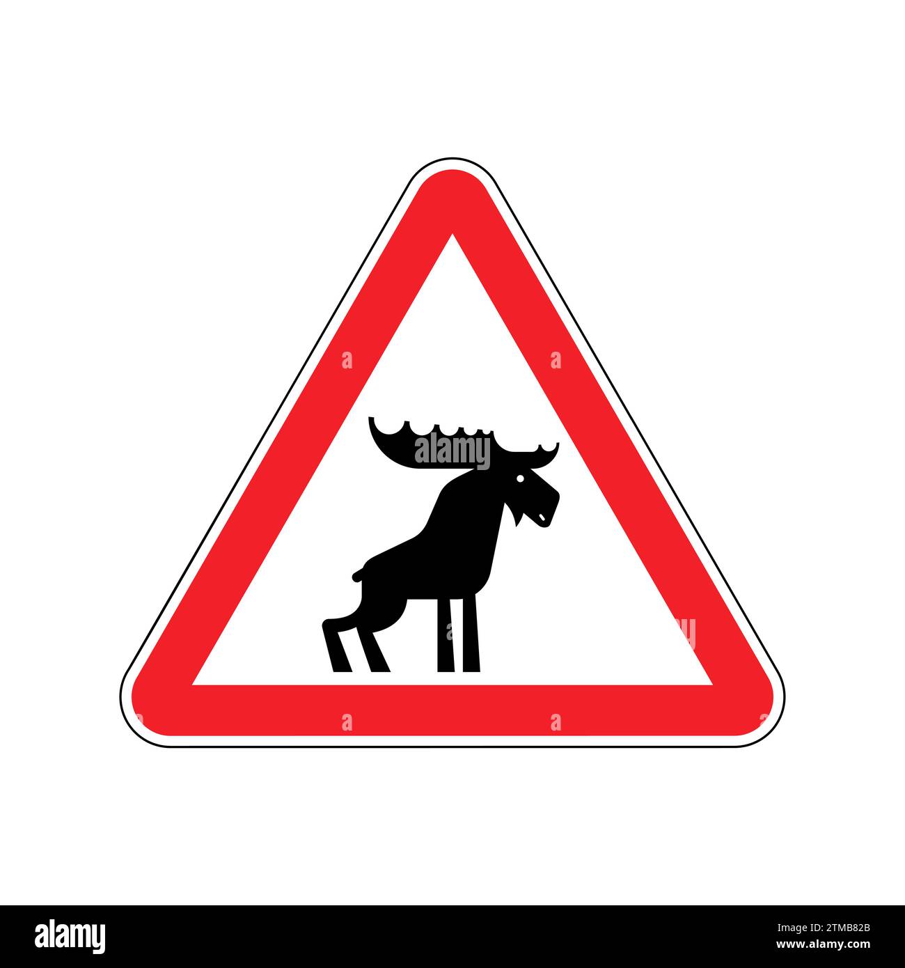 Attention Elk sign. Deer Caution! Road danger sign Stock Vector