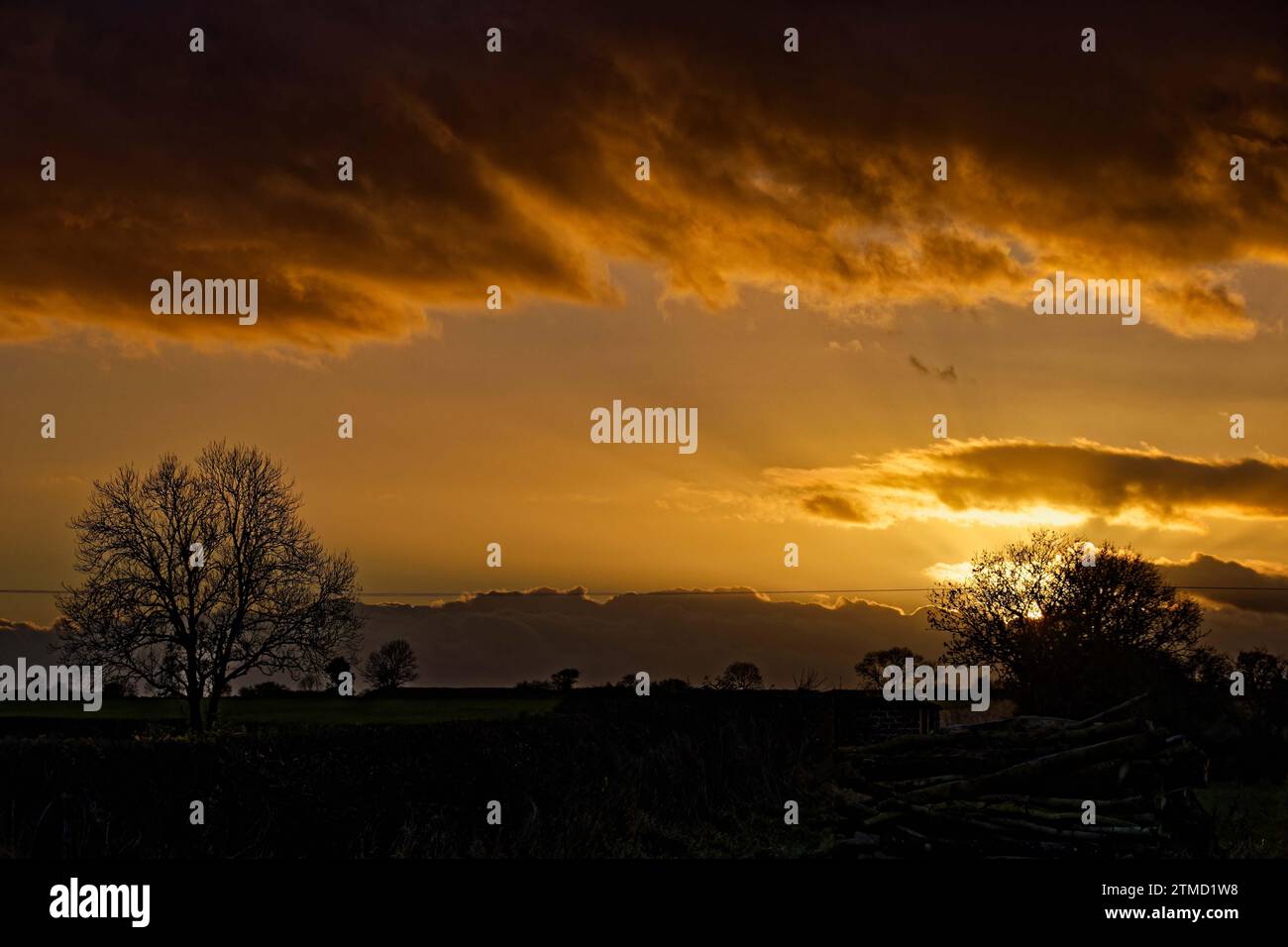 Landscape photograph of a Winter sunset Stock Photo