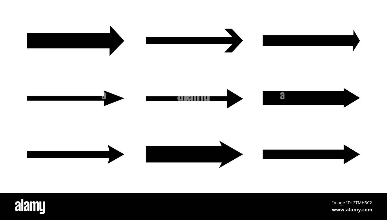 set of straight long horizontal arrows. Vector illustration Stock Vector