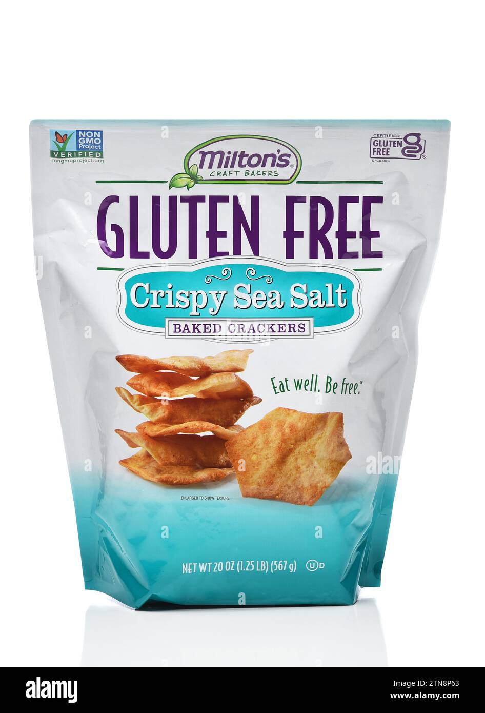 IRVINE, CALIFORNIA - 20 DEC 2023: A bag of Miltons Gluten Free Crispy Sea Salt Baked Crackers. Stock Photo