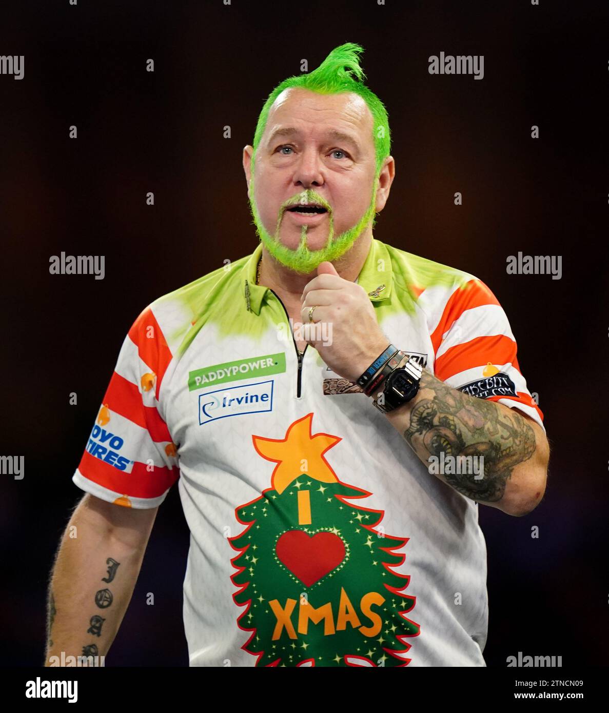 Peter Wright reacts after losing to Jim Williams (not pictured) on day