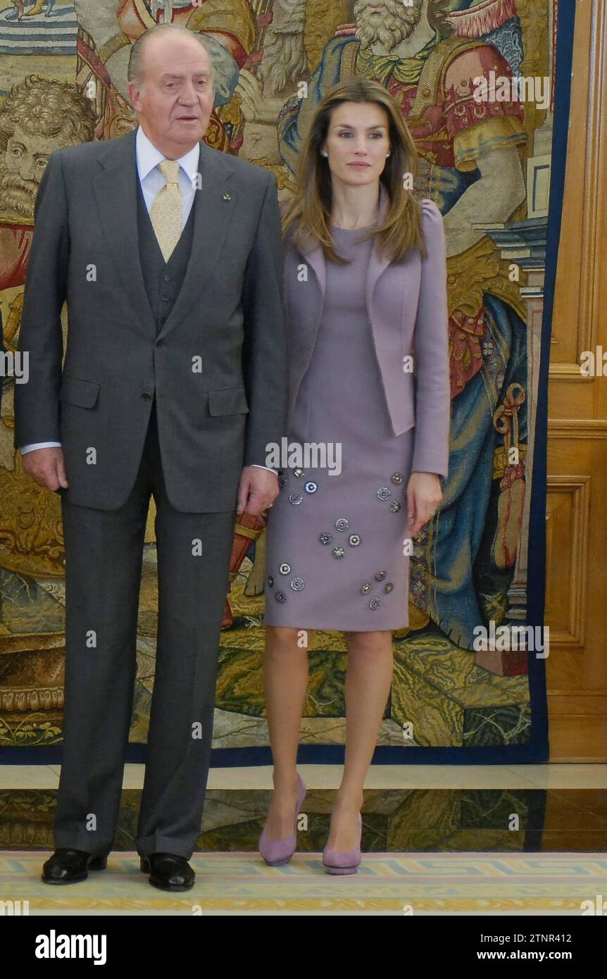 01/27/2010. Zarzuela Palace. Madrid. Spain. Reception of Kings Juan Carlos and Sofia and the Princes of Asturias Letizia and Felipe to the King of Jordan Abdallah II. Photo: of Saint Bernard. archdc. Credit: Album / Archivo ABC / Eduardo San Bernardo Stock Photo