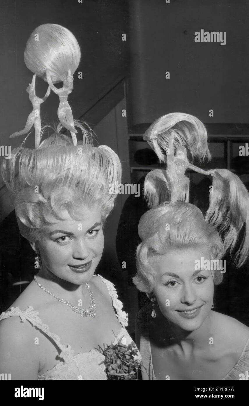 In the Image, hairstyle from 1958 Submitted to a Hairstyle Contest in Paris. Credit: Album / Archivo ABC / Torremocha Stock Photo