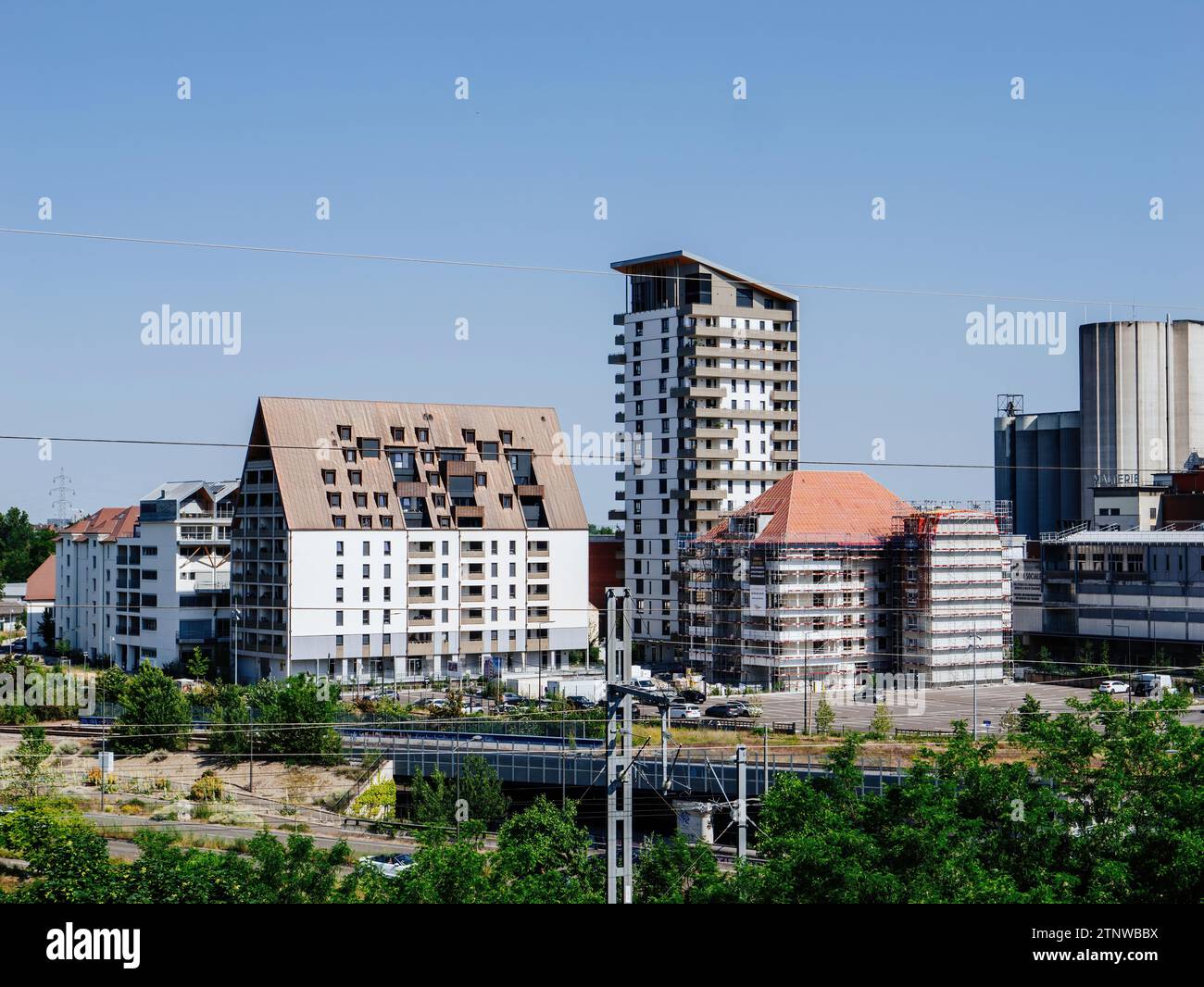 Strasbourg, France Jun 5, 2023 An aerial view showcases the transformation of Strasbourg Coop